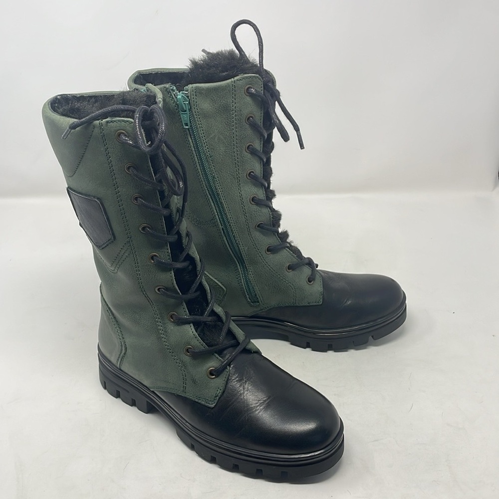 Eric Michael Leather Colorblock Combat Boots - image 5